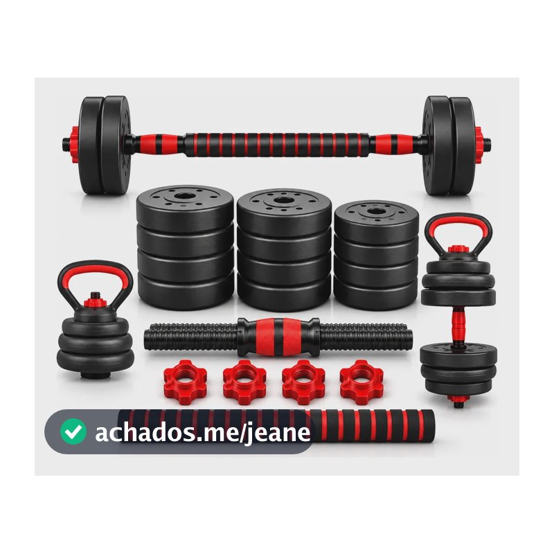 Kit Halteres Anilhas Kettlebell 10kg Academia Musculação 6x1 Preto