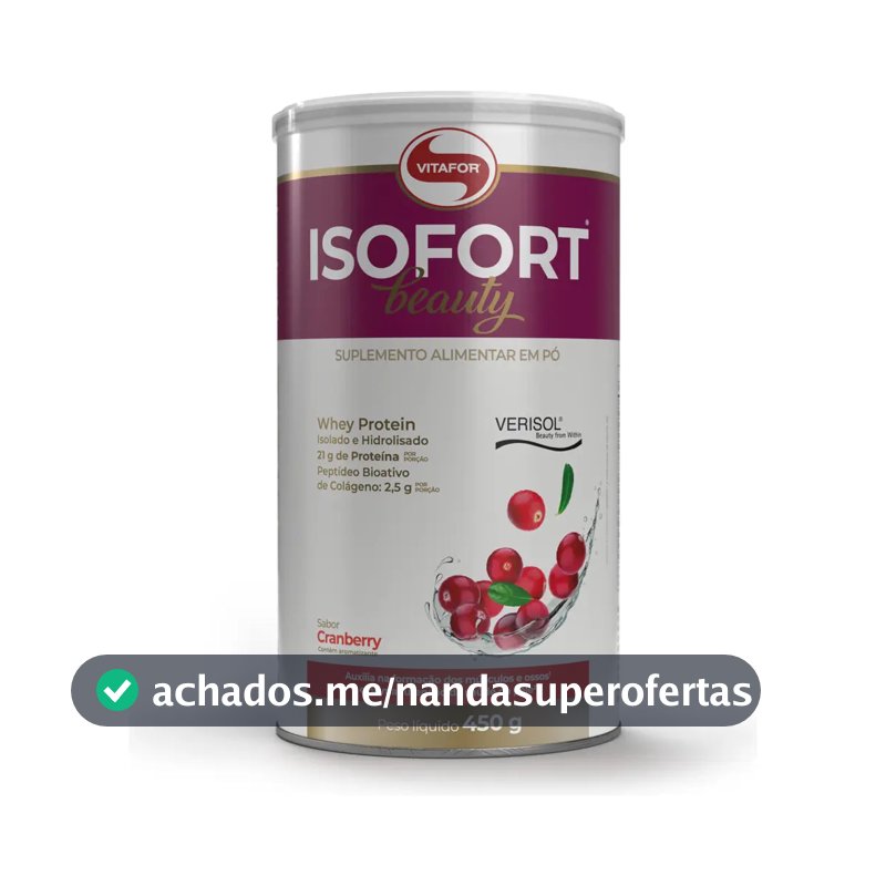 Whey Protein Vitafor Isofort Beauty Isolado e Hidrolisado Cranberry 450 g