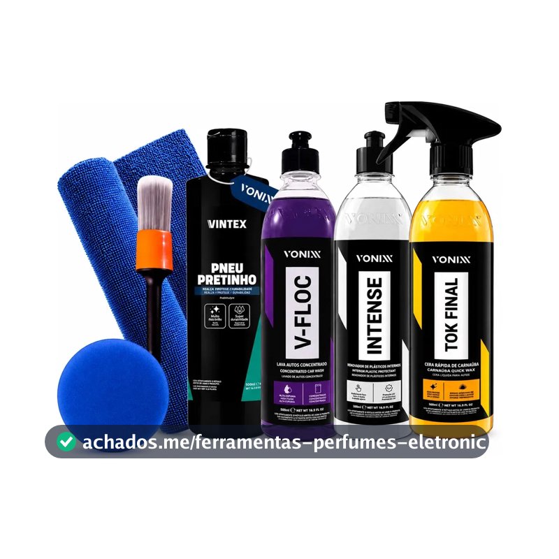Kit Lavagem Automotiva Vonixx V-Floc Cera Intense Pretinho 500ml