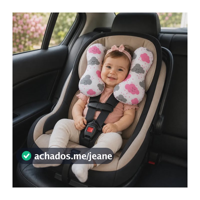 Travesseiro De Bebê Viagem Proteção Carro Cabeça Cor Nuvem Rosa