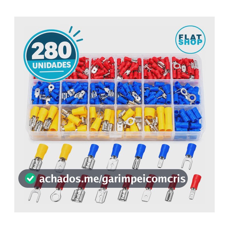 Kit Conectores Elétricos Pré-isolados Variados Com Caixa Organizadora Flatshop
