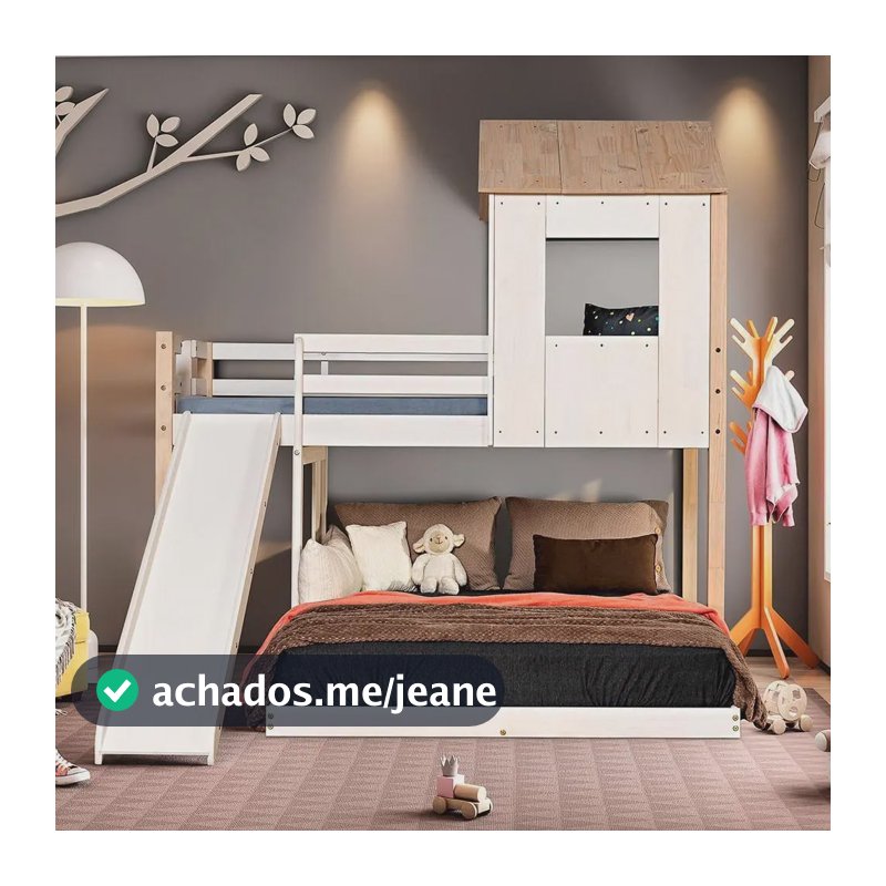 Beliche Casal Montessoriano Family Com Escorregador Natural/ Cor Natural