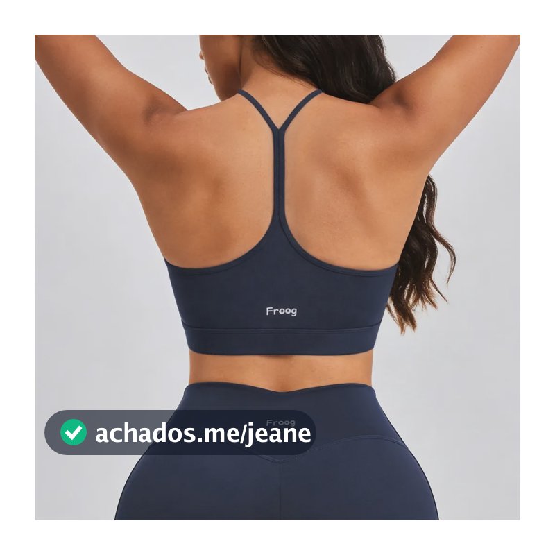 Froog Top Feminino Fitness Academia Com Bojo Alta Sustentaçã Azul-marinho Liso G(44-46)