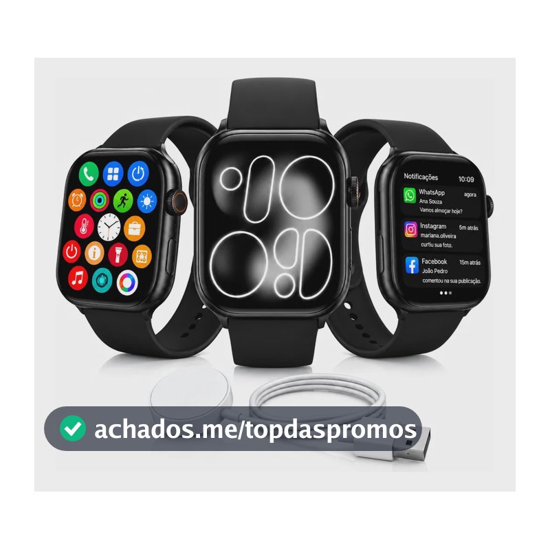 Relógio Smartwatch Pro Série 11 Tela 2.01 Gps Nfc Bluetooth Preto Serie 11 Pro