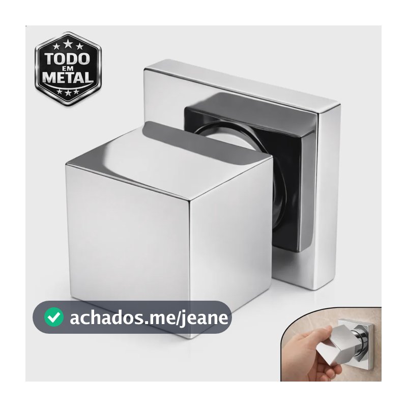 Acabamento Registro Chuveiro Quadrado Para Registros de Padrão Deca 16 Estrias 1/2 e 3/4 e 1 Polegada 100% Todo Metal Cromado Brilhante Com Kit Fixação Completo Parede Banheiro Geral - SOFTINOX