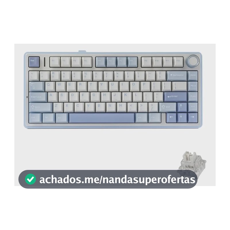 Teclado Aula F75 Sem Fio Mecânico Tri Mode Hot Swap Cor de teclado Azul Sal Marinho Idioma Inglês US