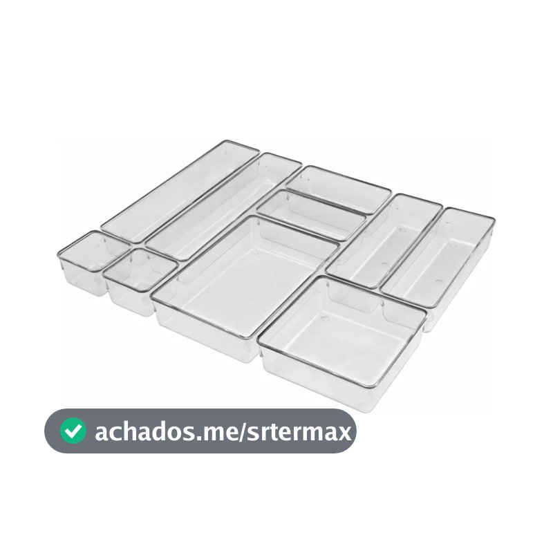 Kit com 10 organizadores modulares com gaveta acrílica transparente