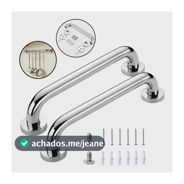 Barra Alça Corrimão Apoio Segurança Banheiro 40cm 2pcs Prateado