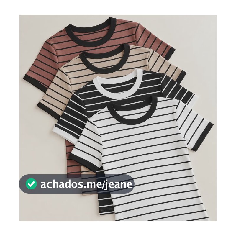 Kit 4 Blusa Feminina Ribana Canelado Estilosa Básica Baby Te 4 Listradas G