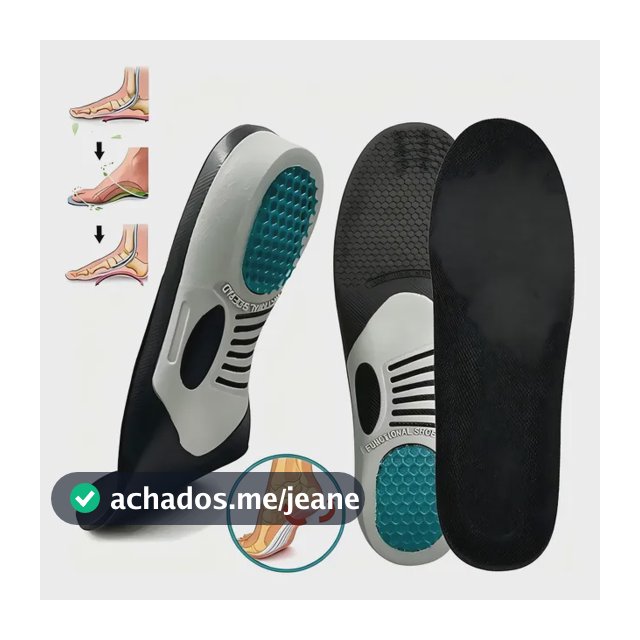 Palmilha Ortopedica Arco Plantar Esportiva Esporao Fascite S-35-40 Preto