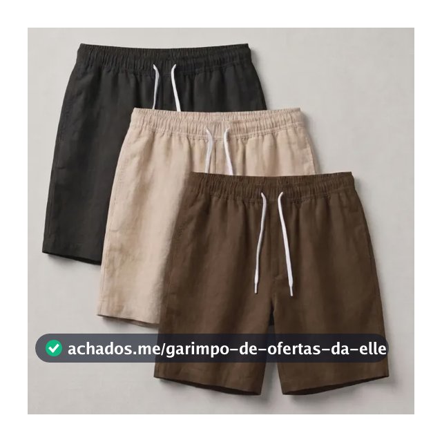 Kit 3 Short Mauricinho Linho Masculino Bermuda Verão Praia