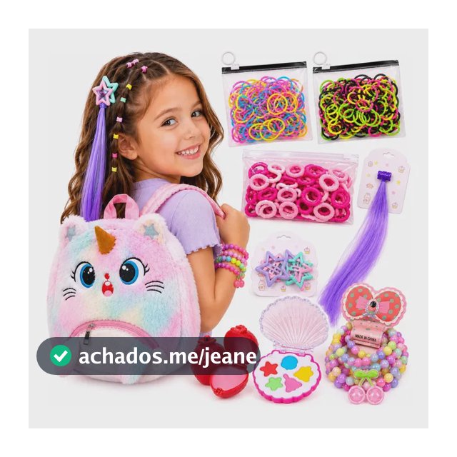 Kit Maquiagem Infantil Menina Cabelo Batom Unicórnio Mochila