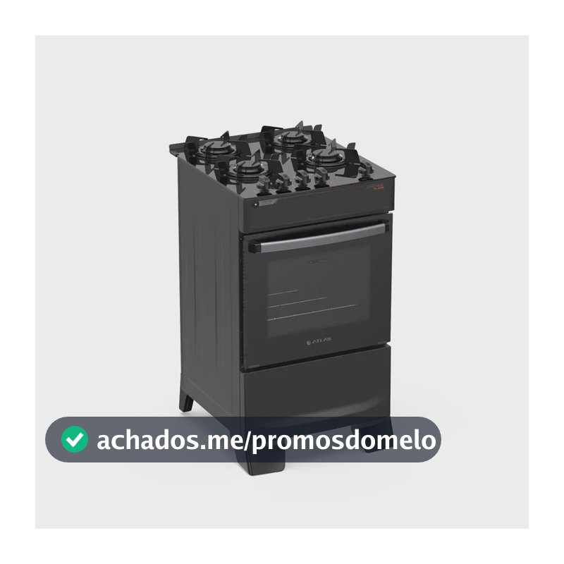 Fogão 4 Bocas Atlas Atenas Com Mesa De Vidro A Gás Acendimento Automático Preto Bivolt