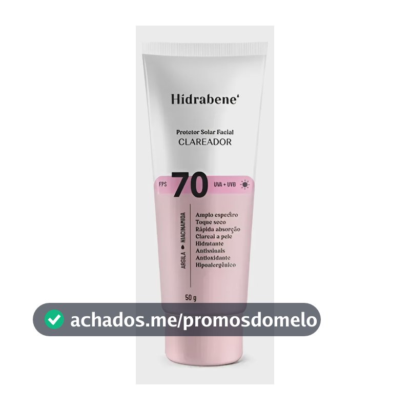Hidrabene Protetor Solar Facial Clareador Fps 70 50g