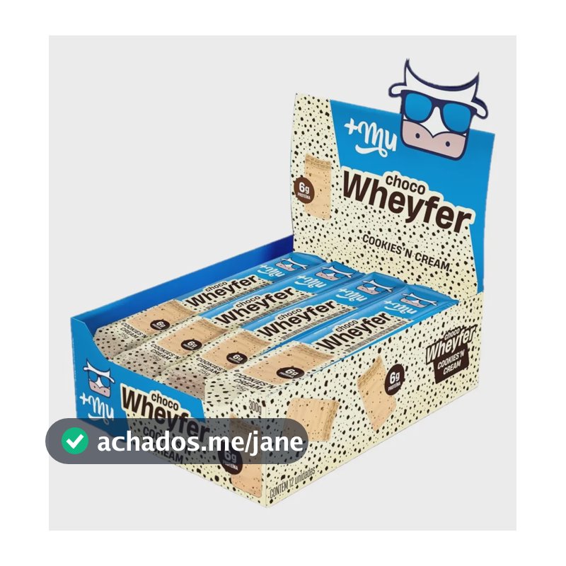 Whey protein +Mu Chocowheyfer Cookies em barra de cereais sabor Biscoitos x 25g 12 un