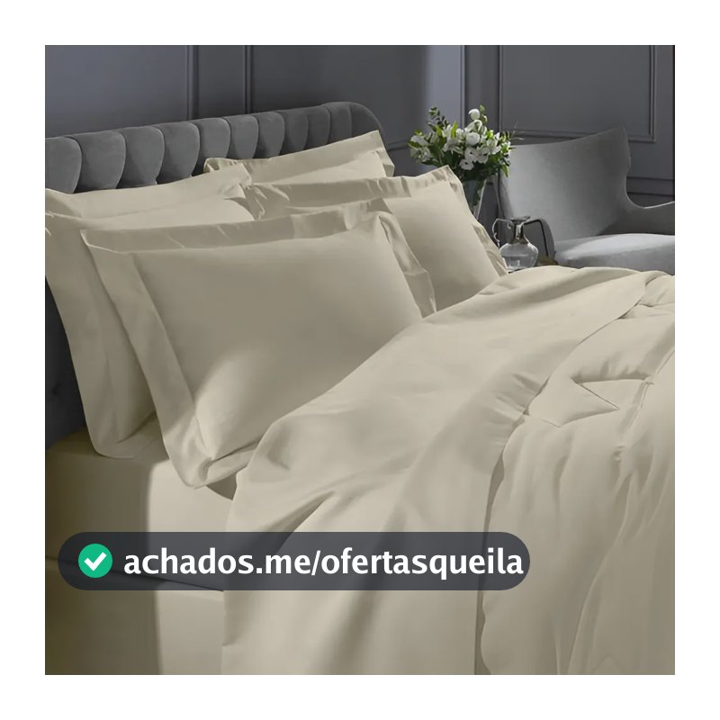Lençol Queen Percal 1000 Fios 100% Algodão Egípcio Acetinado Cor Marfim