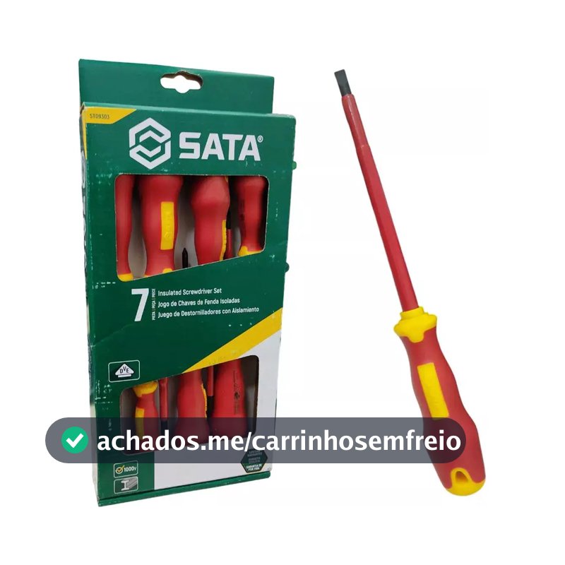 Jogo De Chaves Fenda Phillips Isolada Vde 7pç St09303 Sata