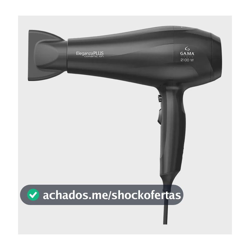 Secador De Cabelo Gama Eleganza Plus Ceramic Íon 3 Níveis Cor Preto