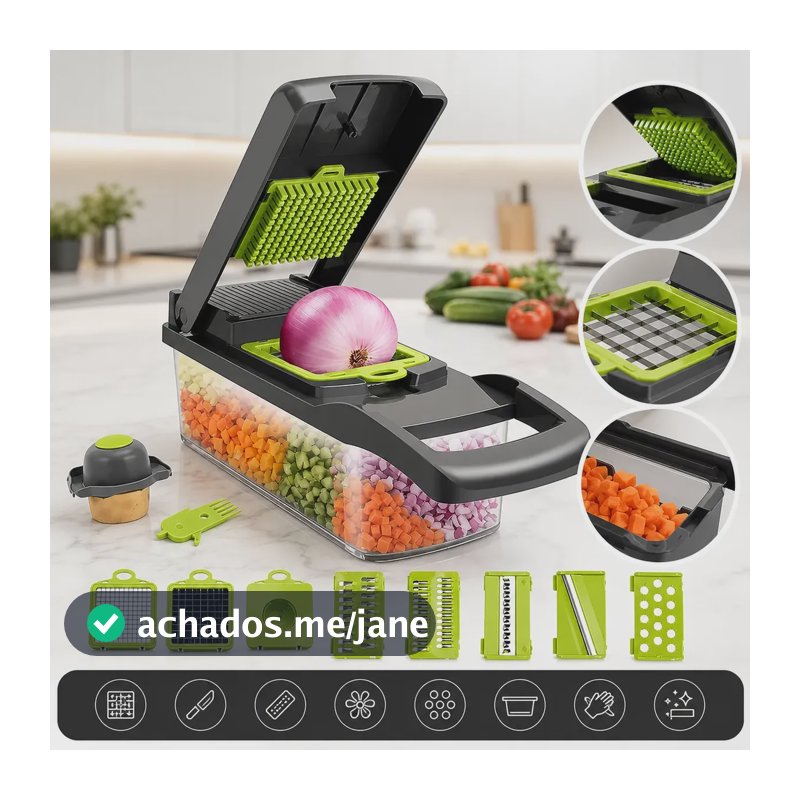 Cortador Ralador Legumes Frutas Vegetais Multiuso 16 Em 1 Fatiador Legumes