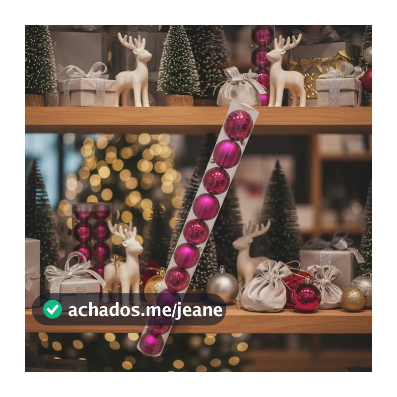 Cone Com 10 Bolas De Natal 8cm Rosa Pink Vibrante P/ Arvore