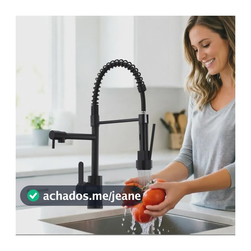 Torneira Gourmet De Cozinha Com Mola Externa Bancada/parede Preto Fosco