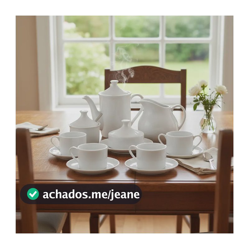 Kit 12 Peça Chá Completo Açucareiro Bule Xícaras Porcelana Branco