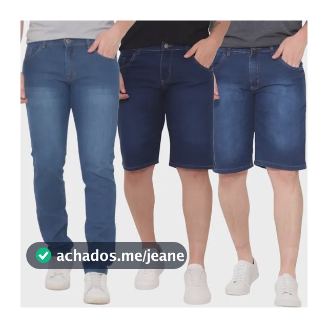 Kit 2 Bermudas 1 Calça Jeans Skinny Lycra Masculina Premium