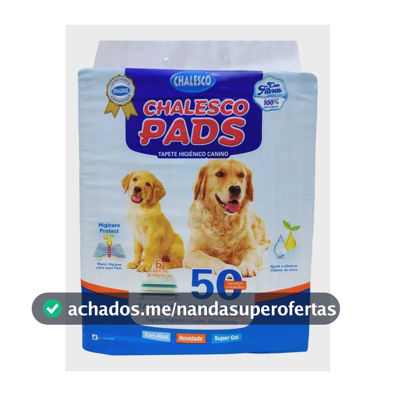 Tapete Higiênico Para Cães 60x55cm 50 Unidades Chalesco Pads