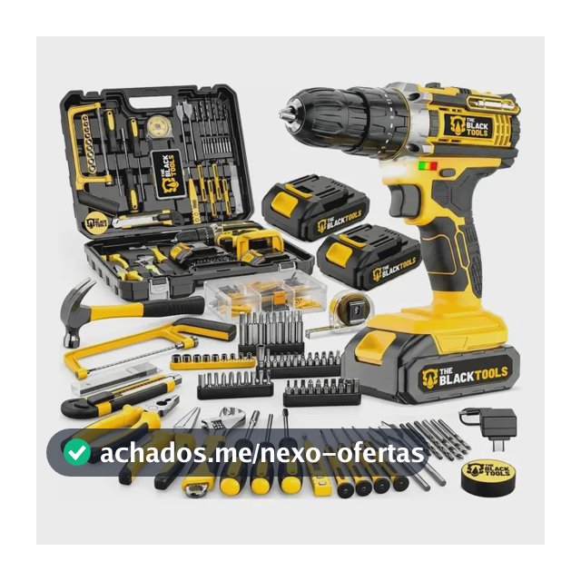 Parafusadeira Furadeira De Impacto The Black Tools Com Maleta + Kit Acessórios 147 Peças 2 Baterias Profissional Tbkit17