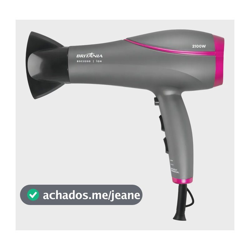 Secador De Cabelos Britânia BSC2200 Bivolt 2100w Com Tecnologia Tourmaline Íons - 2 velocidades + 3 temperaturas + jato de ar frio