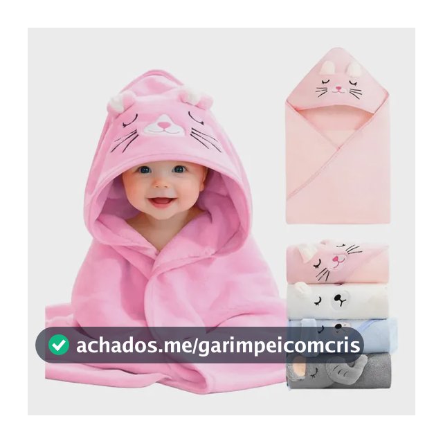 Toalha Bebe Banho Capuz  Bordado Roupão Tecido Ultra Macio