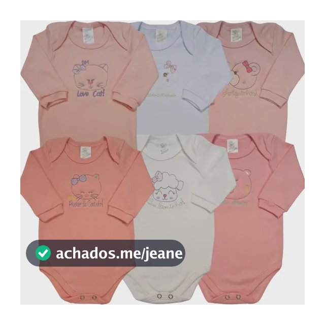 Body Bordado Bebê 6 Peças Manga Longa Bicho Molhado Menina