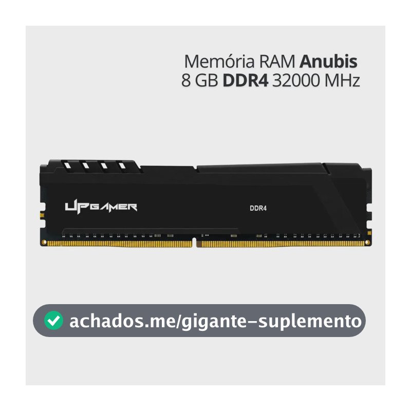 Memória RAM Desktop 8GB DDR4 3200MHz para PC, Módulo Interno com Dissipador de Calor - Linha Anubis UP Gamer