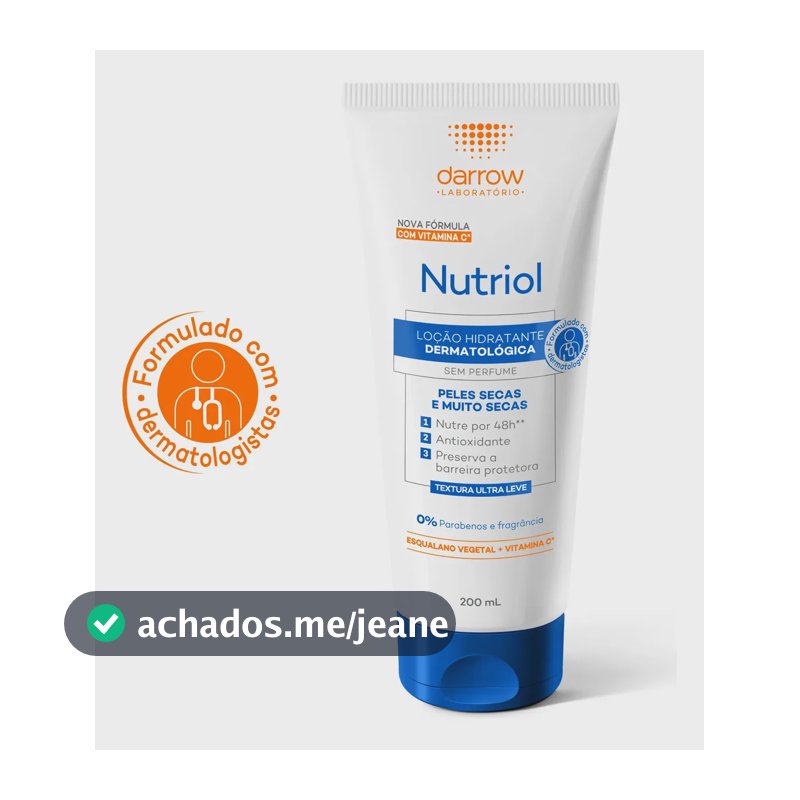 Loção Dermatológica Darrow Nutriol Hidratante Facial e Corporal, 200ml