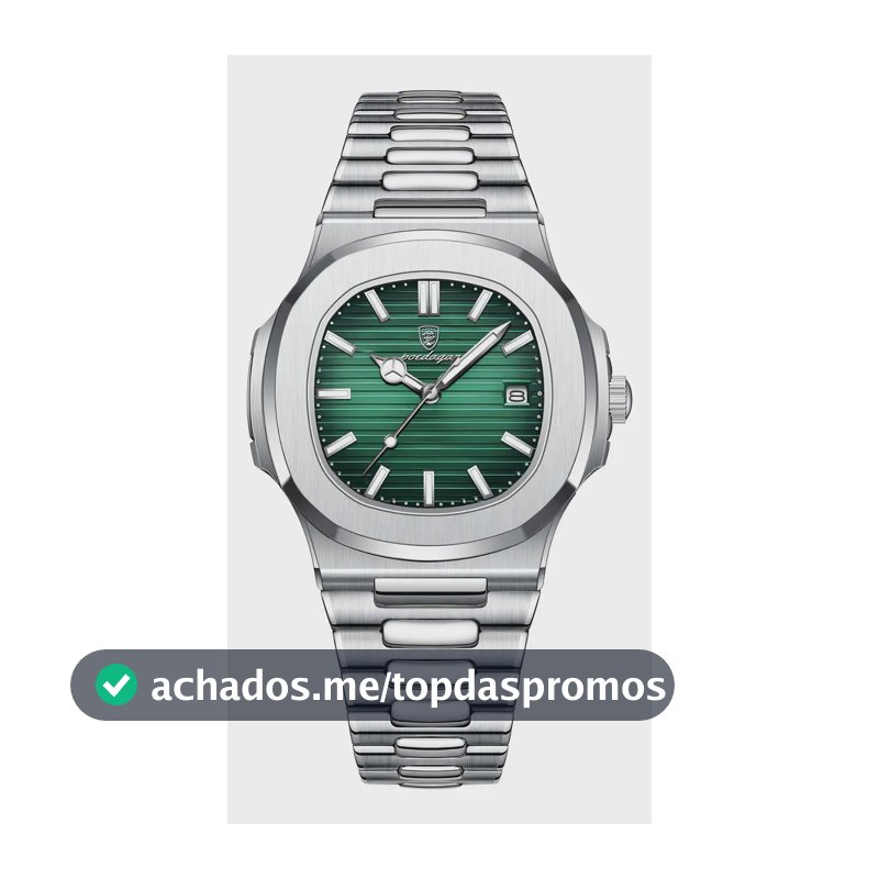 Relógio Poedagar 613 Aço Inoxidável Quartzo Fundo Verde 41mm Resistência Água