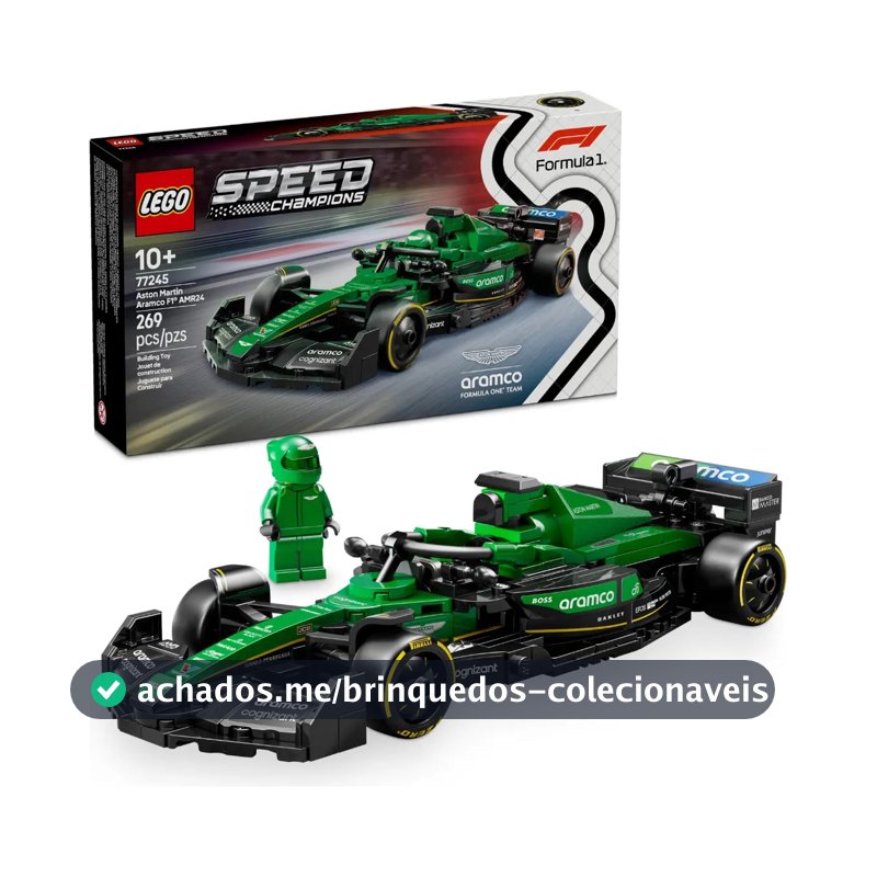 LEGO Speed Champions Carro de Corrida Aston Martin Aramco F1 AMR24 77245; Carro de Fórmula 1