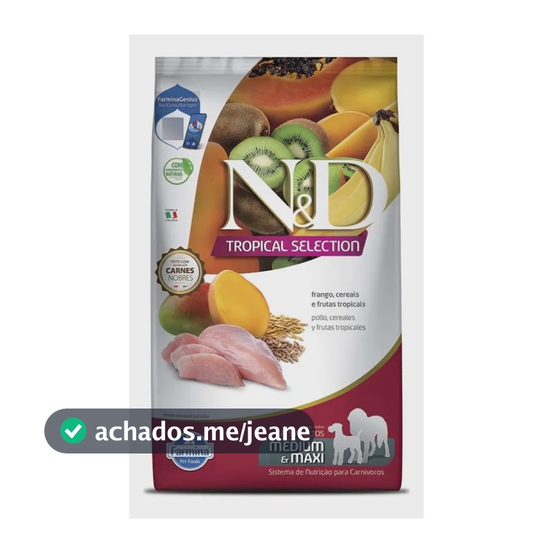 Ração N&d Tropical Cães Adulto Médio E Maxi Frango 10,1kg