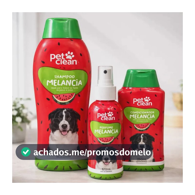 Kit Shampoo Condicionador Perfume Melancia Cães Gatos Pet Clean
