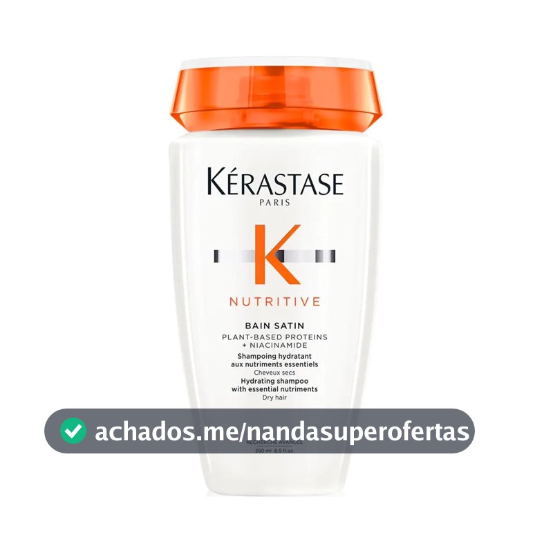 Shampoo Hidratante para Cabelos Secos, Nutrição Intensa, Brilho, Maciez, Fortalecimento e Revitalização da Fibra Capilar, Nutritive Bain Satin Kérastase, 250ml