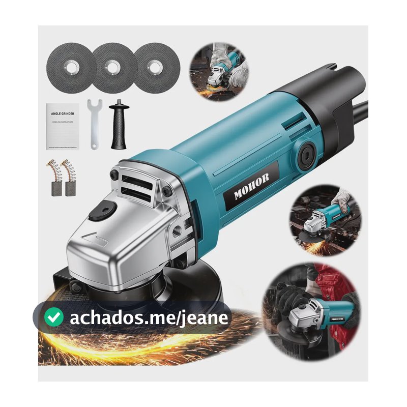 Esmerilhadeira Lixadeira Angular 1100w 115mm 11000rpm 3disco Azul 220v