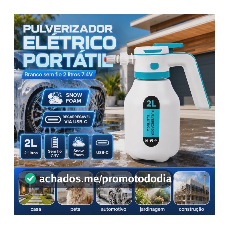 Pulverizador Elétrico VERUNTO 2 L para Carro, Jardim e Casa, com Bateria