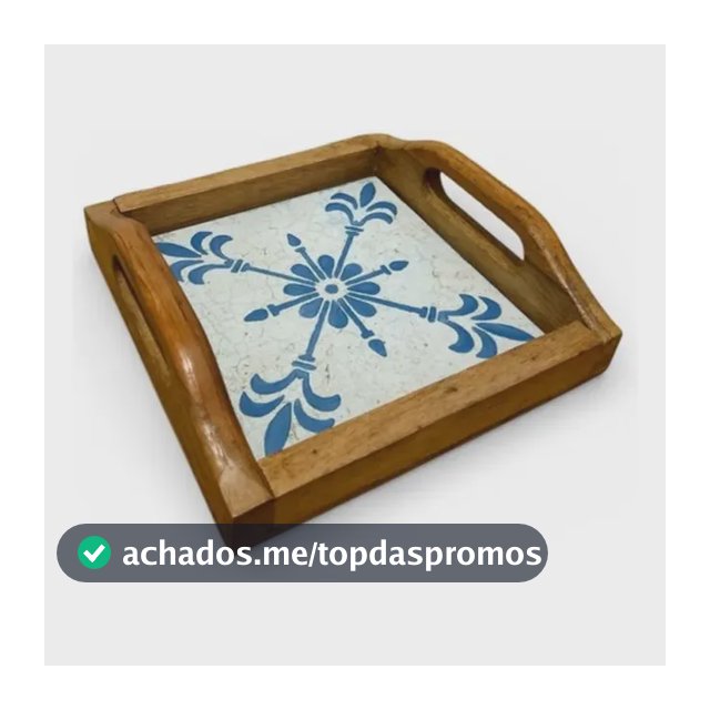 Bandeja Artesanal Em Madeira Com 1 Azulejo - Com Alças