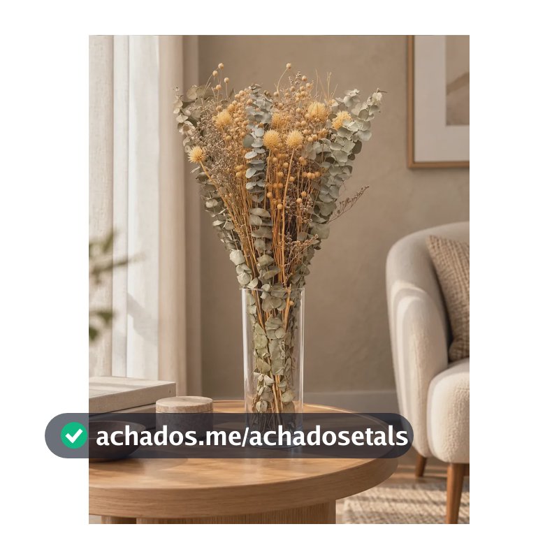 Buquê de Eucalipto e Craspédia Desidratado para Decoração Boho, 45 cm, Spagnhol Plantas