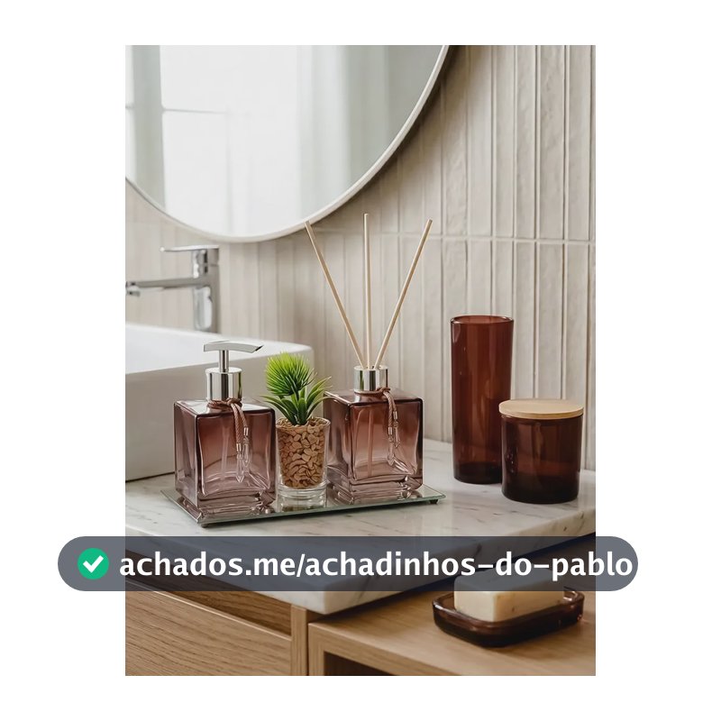 Kit Banheiro Kit Lavabo Aromatizador De Ambiente Saboneteira Âmbar