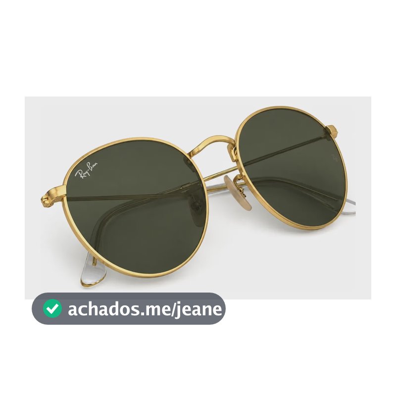 Óculos De Sol Rb3447 Round Redondo Dourado Verde Metal Uv400 M=50mm