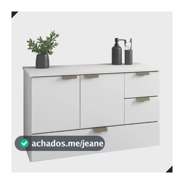 Armário Lavabo Suspenso Organizador Para Banheiro Sem Cuba Branco Sem Furos