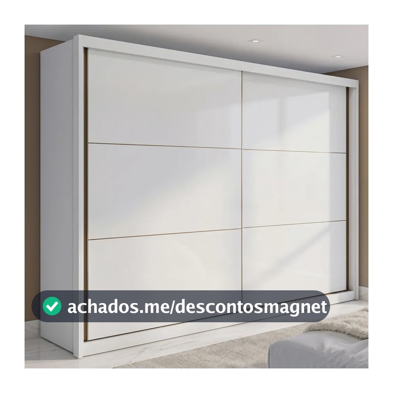 Guarda-roupa Casal MDF 2 Portas Corrediças Branco 6 Gavetas Móveis Lopas