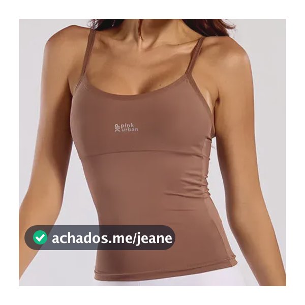 Regata Alça Fina Fitness Blusa Feminino Poliamida Camiseta Castanho Liso G