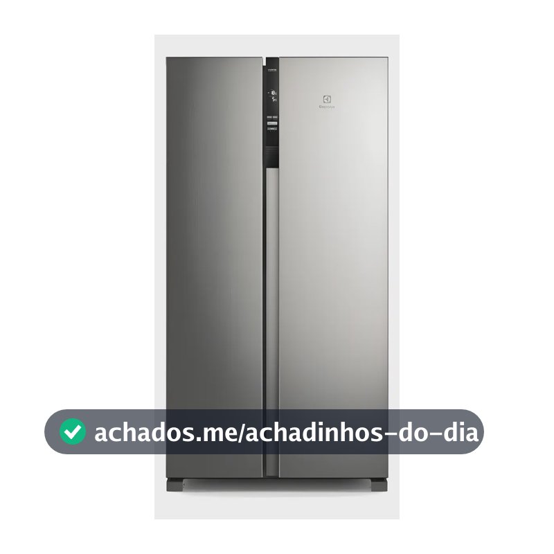 Geladeira Electrolux IS4S Frost Free Inverter 435L Side by Side cor Inox Look