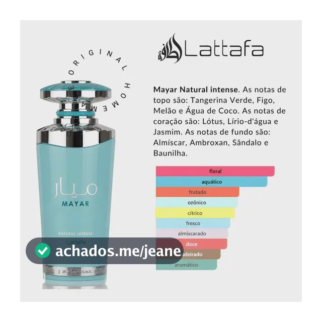 Perfume Arabe Mayar Lattafa Natural Intense 100ML Com Nf